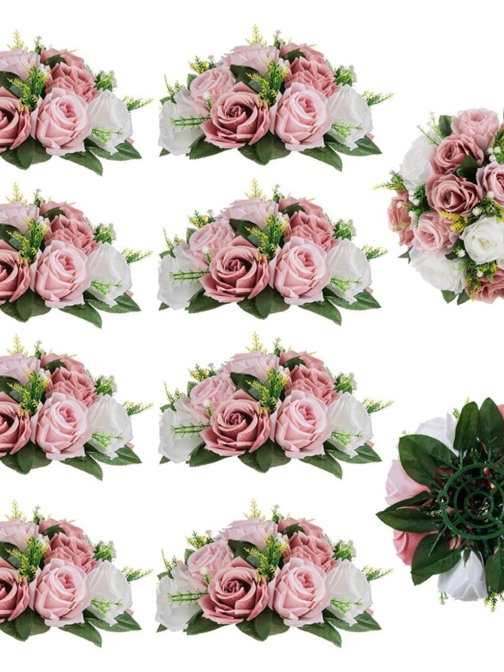 Dusty Pink Flower Centerpieces for Wedding: 10 Pcs, Faux Roses